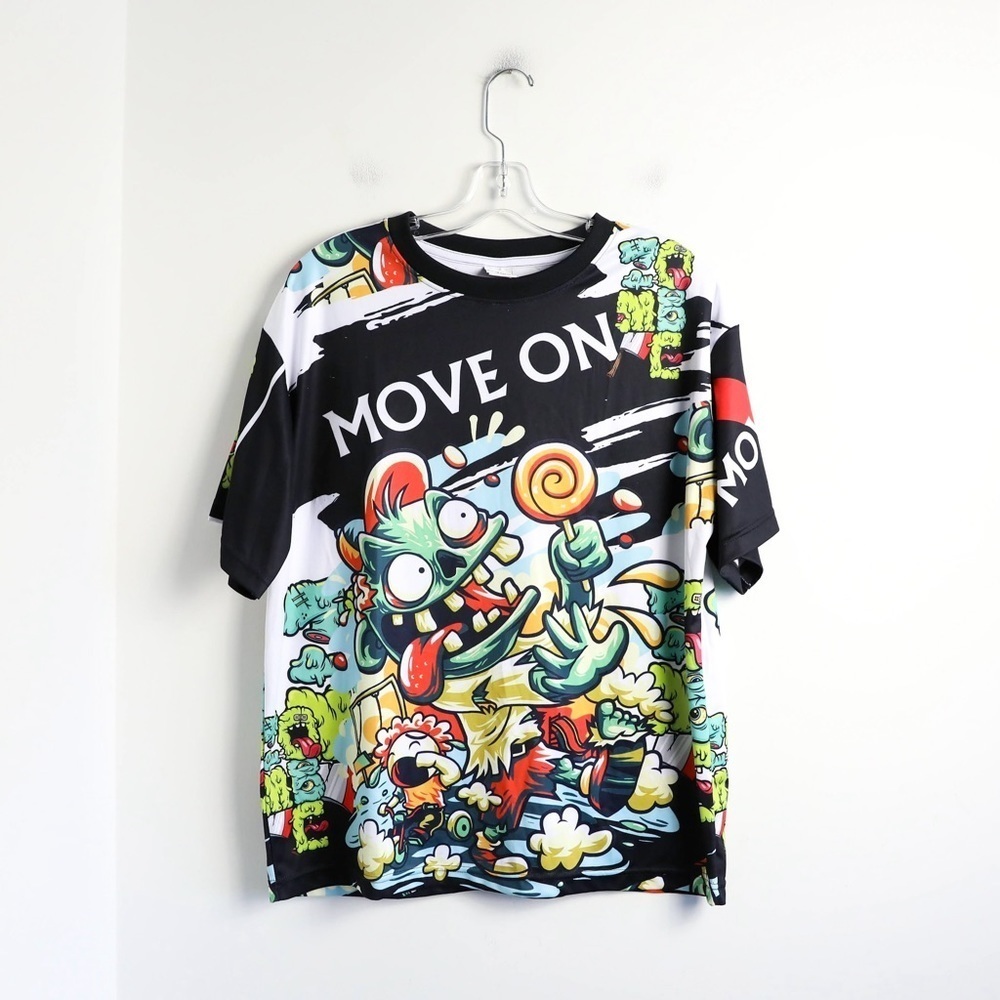 Apizode zombie print men's t-shirt S small clubbing party fun stretch cartoon